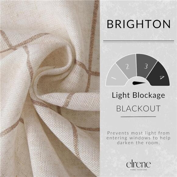 Home Fashions Brighton Windowpane Plaid Blackout Window Curtain, Living Room - Picture 6 of 8